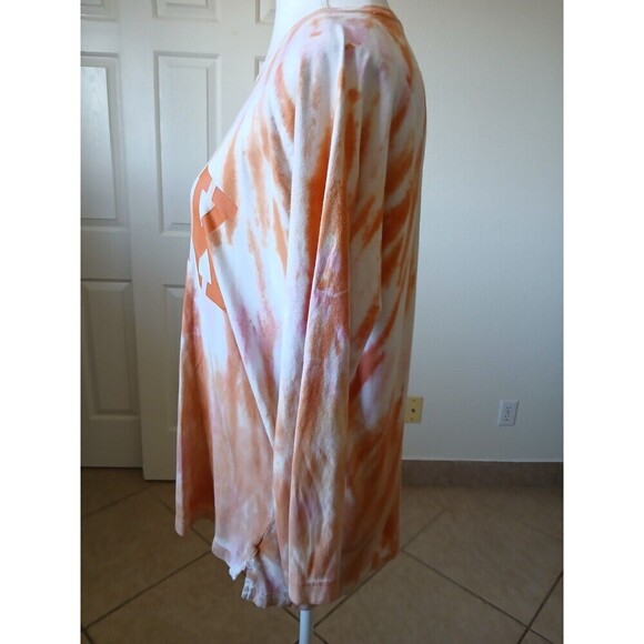 Victoria Secret "PINK" orange tie-dye t shirt 3/4 Sleeve Round Neck Medium Y2K - Picture 4 of 15